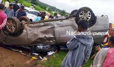 ಚರಂತಿಮಠ ಪ್ರಭುಸ್ವಾಮೀಜಿ ಸಂಚರಿಸುತ್ತಿದ್ದ ವಾಹನ ಪಲ್ಟಿ: ಶ್ರೀಗಳು ಪ್ರಾಣಾಪಯಾದಿಂದ ಪಾರು